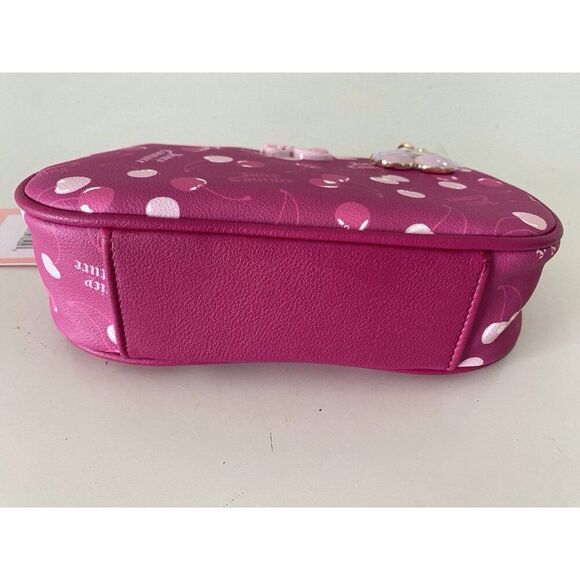 Juicy Couture Cherry On Top Mini Wristlet Bag Raspberry Tart Pink Charm NEW - Picture 10 of 13